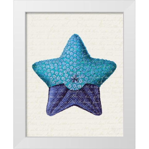 Starfish in Shades of Blue a White Modern Wood Framed Art Print by Fab Funky