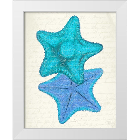 Starfish in Shades of Blue b White Modern Wood Framed Art Print by Fab Funky