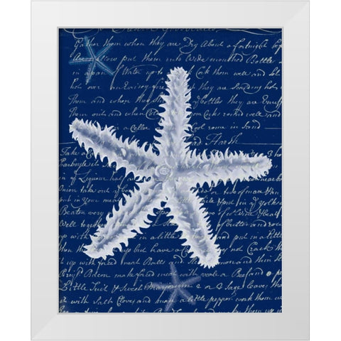 White Starfish on Blue b White Modern Wood Framed Art Print by Fab Funky