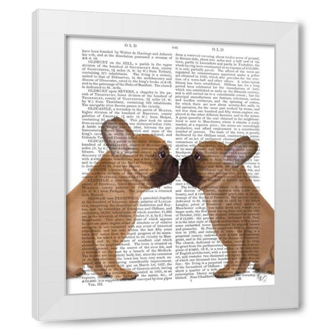 French Kiss Close Up White Modern Wood Framed Art Print by Fab Funky