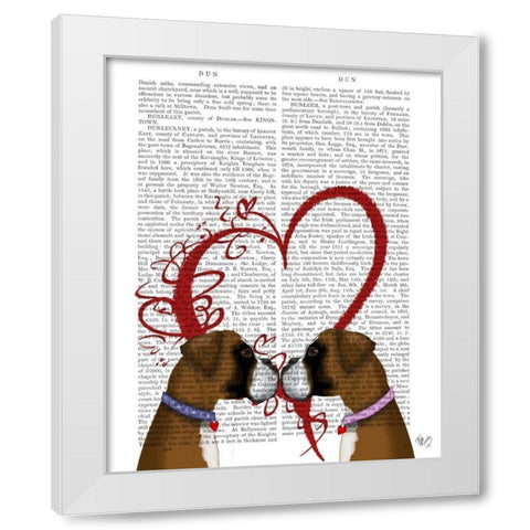 Boxer Love White Modern Wood Framed Art Print by Fab Funky