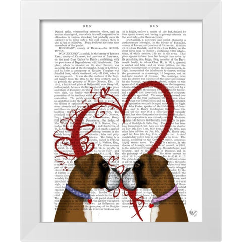 Boxer Love White Modern Wood Framed Art Print by Fab Funky