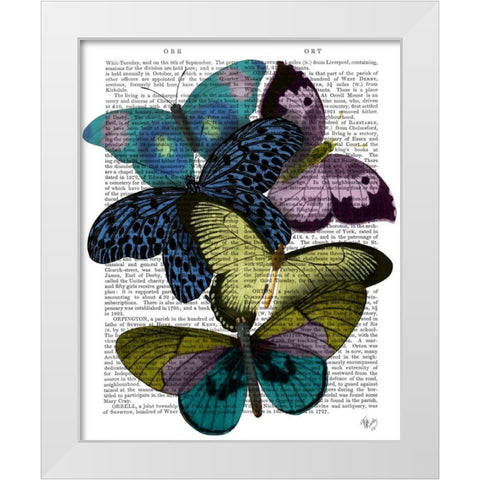Big Bold Butterflies 2 White Modern Wood Framed Art Print by Fab Funky