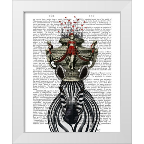 Zebra Head Trophy White Modern Wood Framed Art Print by Fab Funky