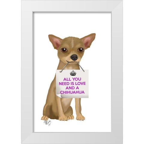 Love and Chihuahua White Modern Wood Framed Art Print by Fab Funky
