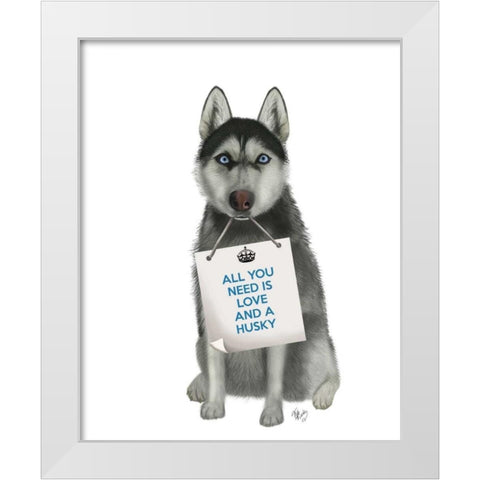 Love and Husky White Modern Wood Framed Art Print by Fab Funky