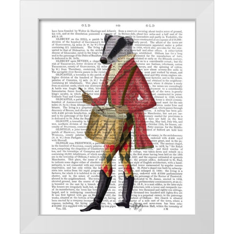 Badger Minstrel White Modern Wood Framed Art Print by Fab Funky