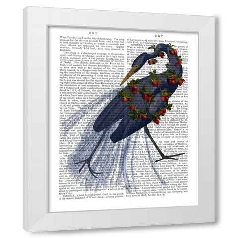 Bound Blue Heron White Modern Wood Framed Art Print by Fab Funky