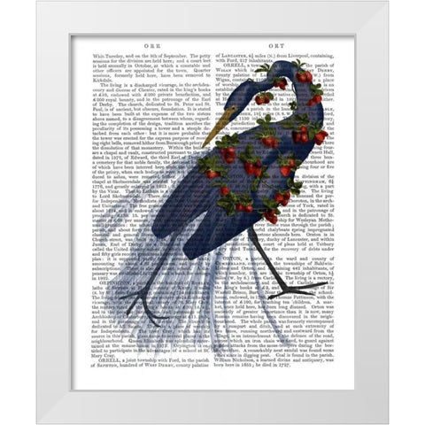 Bound Blue Heron White Modern Wood Framed Art Print by Fab Funky