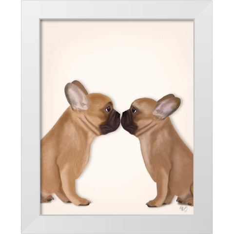 French Kiss Close Up White Modern Wood Framed Art Print by Fab Funky