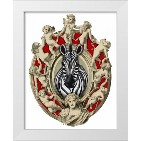 Zebra Head Plaque White Modern Wood Framed Art Print by Fab Funky