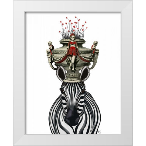 Zebra Head Trophy White Modern Wood Framed Art Print by Fab Funky