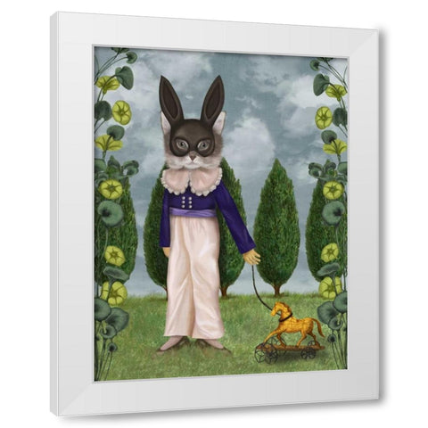 The Horse White Modern Wood Framed Art Print by Fab Funky