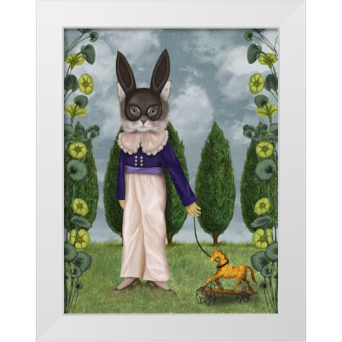 The Horse White Modern Wood Framed Art Print by Fab Funky