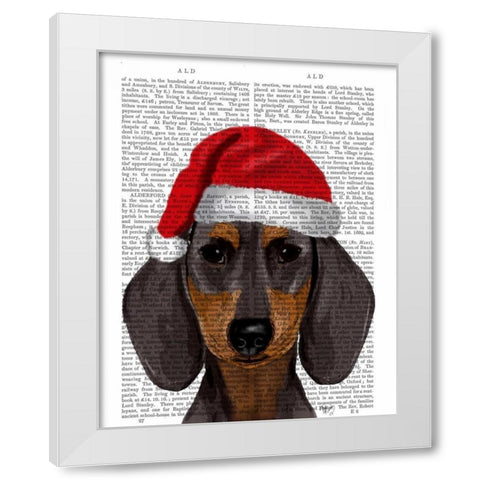 Dachshund White Modern Wood Framed Art Print by Fab Funky