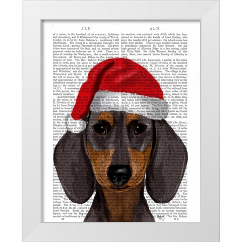 Dachshund White Modern Wood Framed Art Print by Fab Funky