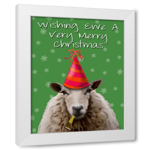 Wishing Ewe A Very Merry Christmas White Modern Wood Framed Art Print by Fab Funky