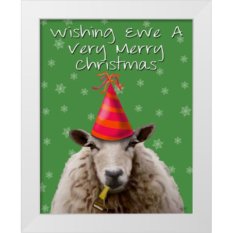 Wishing Ewe A Very Merry Christmas White Modern Wood Framed Art Print by Fab Funky