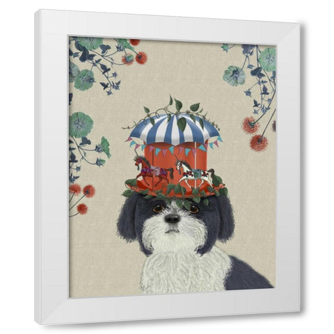 Shih Tzu Milliners Dog White Modern Wood Framed Art Print by Fab Funky