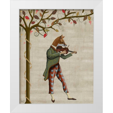 Fox Minstrel White Modern Wood Framed Art Print by Fab Funky