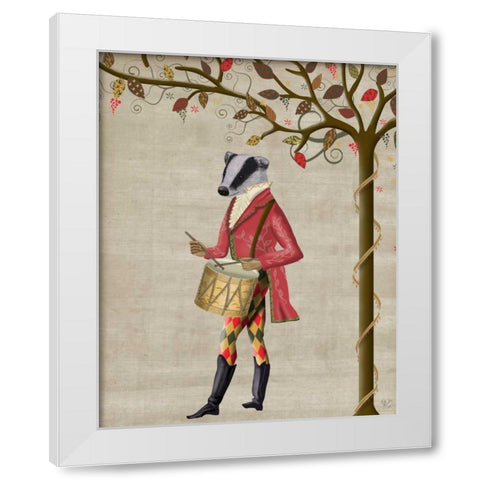 Badger Minstrel White Modern Wood Framed Art Print by Fab Funky