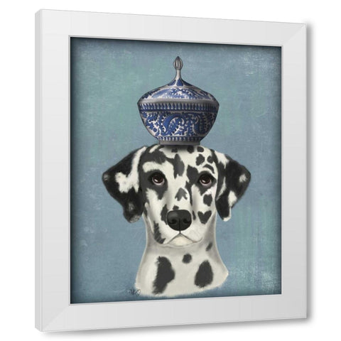 Dalmatian with Blue Vase White Modern Wood Framed Art Print by Fab Funky