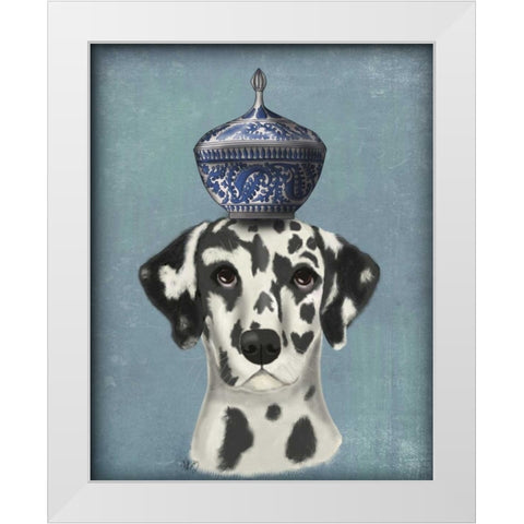 Dalmatian with Blue Vase White Modern Wood Framed Art Print by Fab Funky