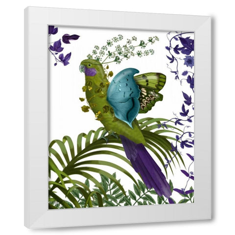 Fantasy Parrot 1 White Modern Wood Framed Art Print by Fab Funky