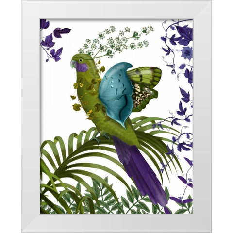 Fantasy Parrot 1 White Modern Wood Framed Art Print by Fab Funky