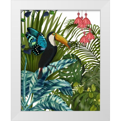 Toucan in Tropical Forest White Modern Wood Framed Art Print by Fab Funky