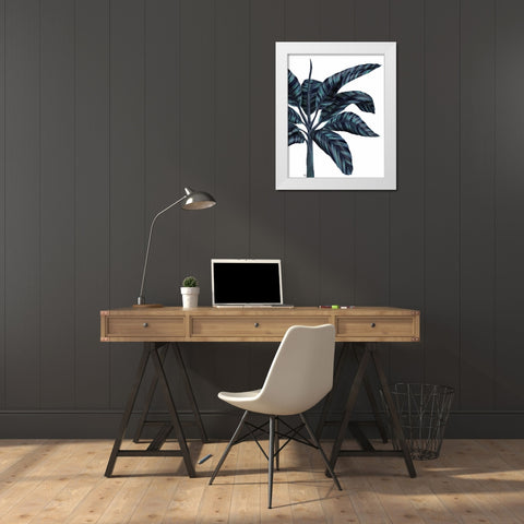 Banana Tree 3, Blue White Modern Wood Framed Art Print by Fab Funky