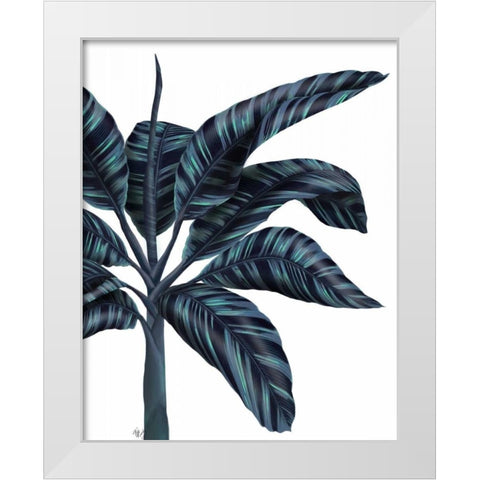 Banana Tree 3, Blue White Modern Wood Framed Art Print by Fab Funky