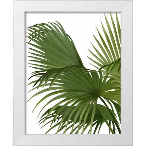 Fan Palm 2, Green on White White Modern Wood Framed Art Print by Fab Funky