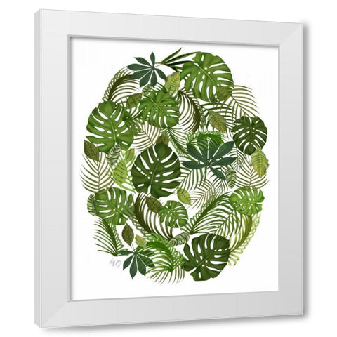 Tropical Oval, Green White Modern Wood Framed Art Print by Fab Funky