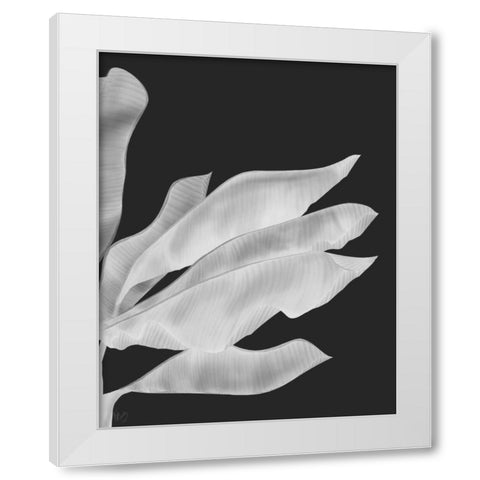 Banana Leaves 1, White On Black White Modern Wood Framed Art Print by Fab Funky