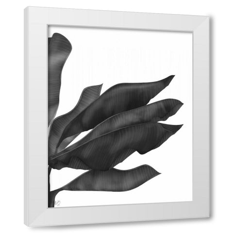Banana Leaves 1, Black on White White Modern Wood Framed Art Print by Fab Funky