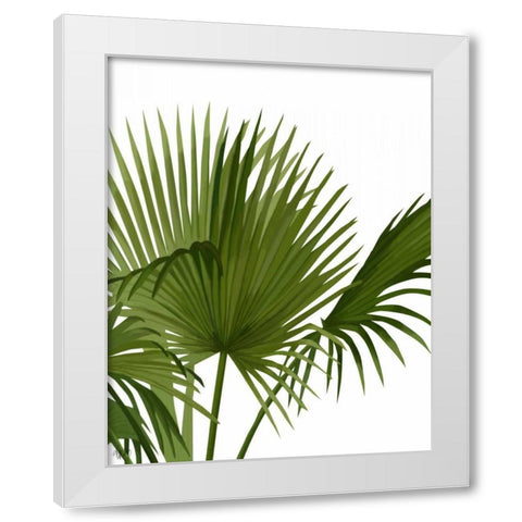 Fan Palm 1, Green on White White Modern Wood Framed Art Print by Fab Funky