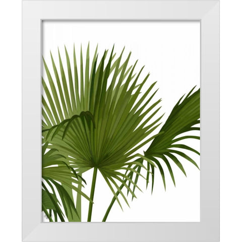 Fan Palm 1, Green on White White Modern Wood Framed Art Print by Fab Funky