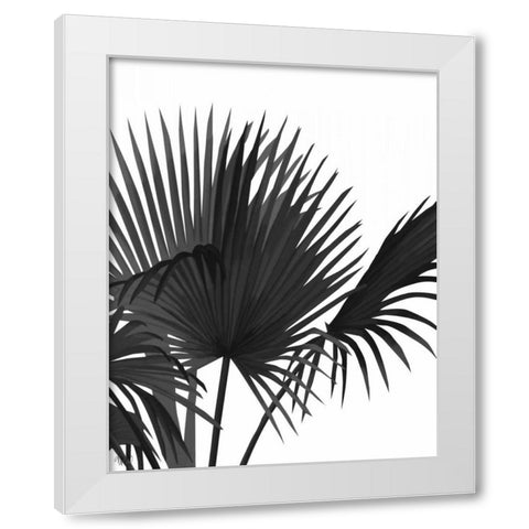 Fan Palm 1, Black On White White Modern Wood Framed Art Print by Fab Funky