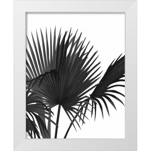 Fan Palm 1, Black On White White Modern Wood Framed Art Print by Fab Funky