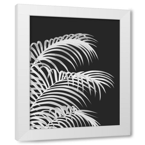 Palm Leaf 1, White On Black White Modern Wood Framed Art Print by Fab Funky