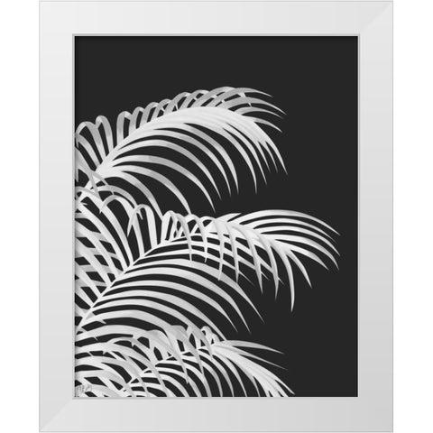 Palm Leaf 1, White On Black White Modern Wood Framed Art Print by Fab Funky