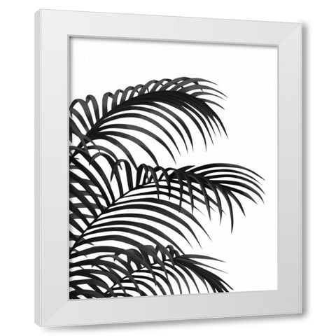 Palm Leaf 1, Black On White White Modern Wood Framed Art Print by Fab Funky