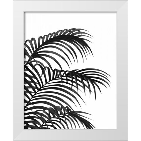 Palm Leaf 1, Black On White White Modern Wood Framed Art Print by Fab Funky