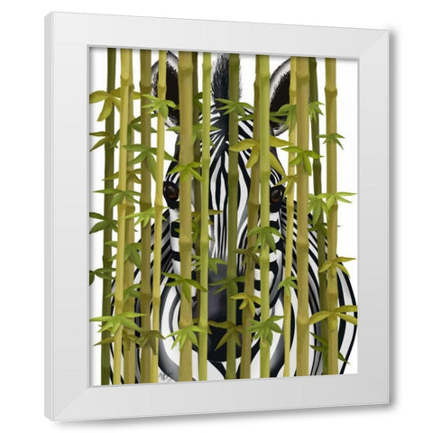 Bamboo Zebra White Modern Wood Framed Art Print by Fab Funky