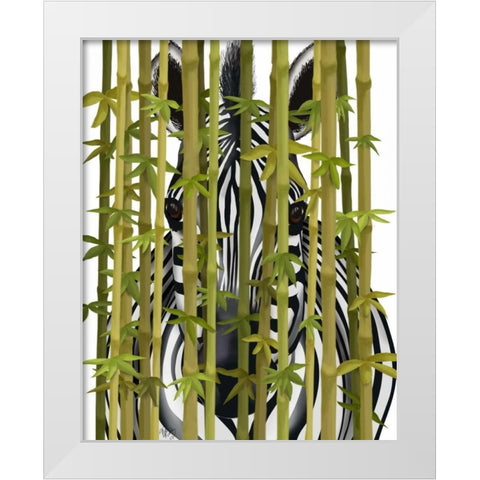 Bamboo Zebra White Modern Wood Framed Art Print by Fab Funky