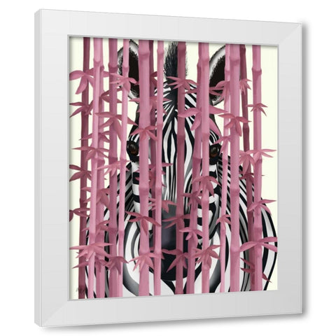 Pink Bamboo Zebra White Modern Wood Framed Art Print by Fab Funky