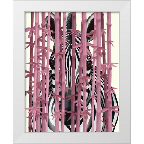 Pink Bamboo Zebra White Modern Wood Framed Art Print by Fab Funky