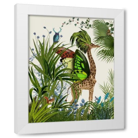 Tropical Giraffe 1 White Modern Wood Framed Art Print by Fab Funky