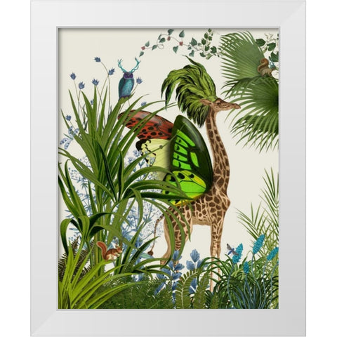 Tropical Giraffe 1 White Modern Wood Framed Art Print by Fab Funky
